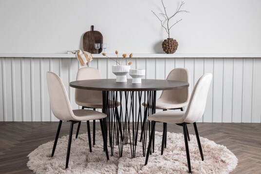 Venture Home Stone Matgruppe 120 cm Rund med 4 Polar stoler Beige
