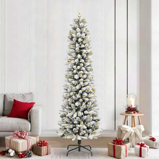 Kunstig juletre Grønn og hvit 240 cm PVC og Metall og Plast