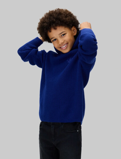 Calvin Klein Rib Knit Hoodie Blue 104