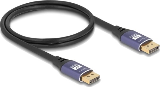 Delock Displayport Kabel Displayport Hann Til Displayport Hann Displayport 1.4 1 M 8K 60Hz Støtte Opptil 32,4 Gbps Datahastighet Gullbelagte Kontakter Purpur/Svart