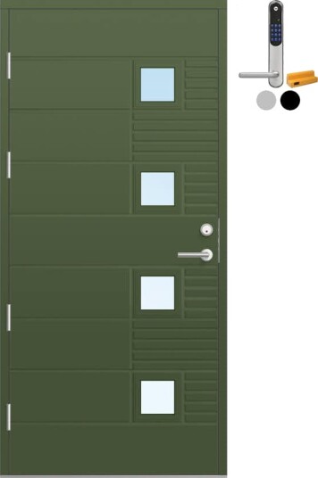 Ytterdør Bygg1 Fjell 14 Klarglass med Yale Doorman Classic Home