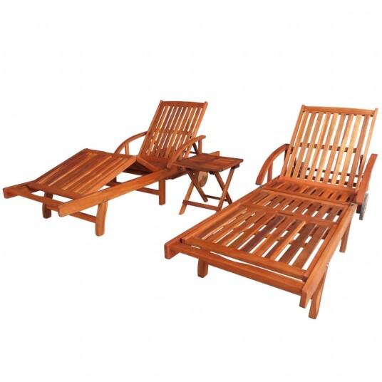 vidaXL Solsenger 2 stk med bord heltre akasie vidaXL Solsenger 2 stk med bord heltre akasie