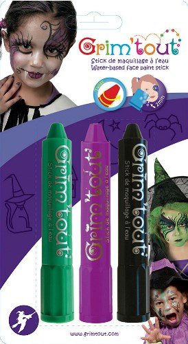 Grim'Tout | Ansiktsfarge - Fargestifter 3 stk. Heks