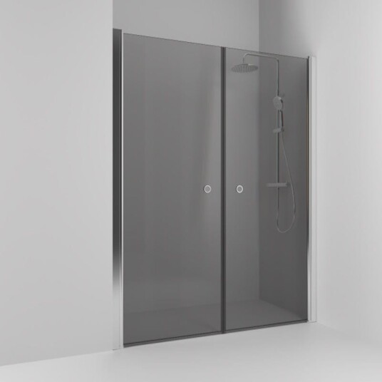Svedbergs Skoga Dusjnisje Rett 198 cm, Alu Blank/Røykglass