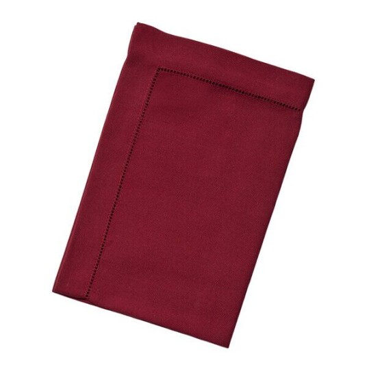Langkilde & Søn   Stoffserviett med brodert hullsøm 50x50 cm mørkerød