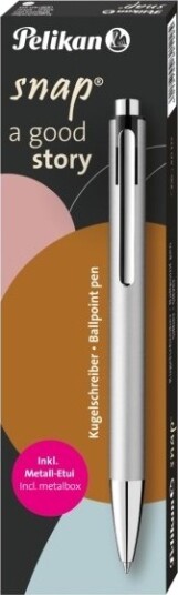 Pelikan Kugelschreiber Snap Metalic K10 Silber Im Etui Klips Uttrykkbar Kulepenn Med Hengefeste Blå 1 Stykker Medium