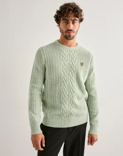 Lyle & Scott Ribbed Cable Knit Jumper Strikkegensere Grønn