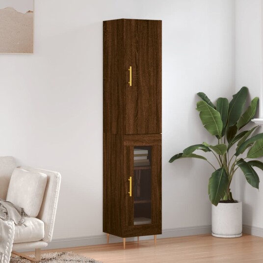 vidaXL Highboard brun eik 34,5x34x180 cm konstruert tre 8720845484620