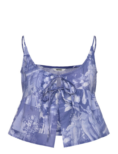 Monki Poplin Top - Blue - M