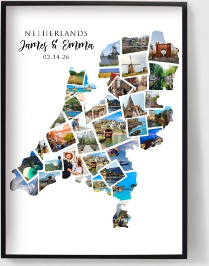 Personalisert Plakat Ferie Destinasjon Fotokollasje Nederland