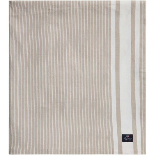 Lexington Icons Striped Organic Cotton Oxford Duk 180x180 cm Beige / Hvit