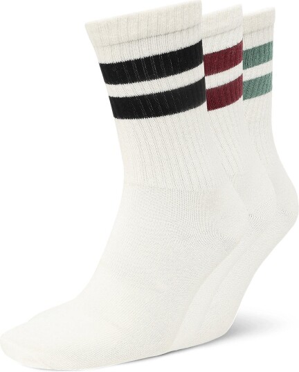 Weekday 3 Pack Striped Sport Socks   WHITE DUSTY LIGHT   43 45