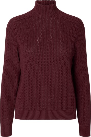 Selected Slwolga Ls Knit Structure High Neck TAWNY PORT XS