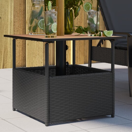Hagebord med parasollhull svart 55x55x46,5 cm polyrotting 364117 Hagebord med parasollhull svart 55x55x46,5 cm polyrotting 364117
