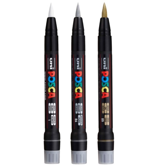 Posca Posca Brush PCF-350 Metallic Set of 3 Posca Posca Brush PCF-350 Metallic Set of 3
