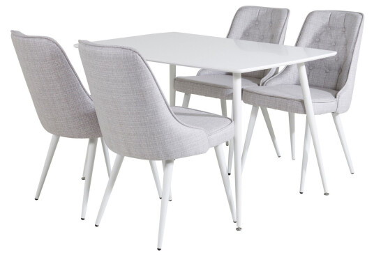 Venture Home Polar Spisegruppe 120 cm Rektangulær med 4 Velvet Stoler Grå