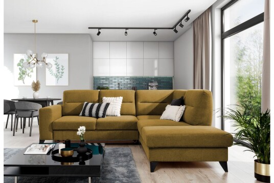 Anglika Sofa m. Sjeselong 4 seters   Gul