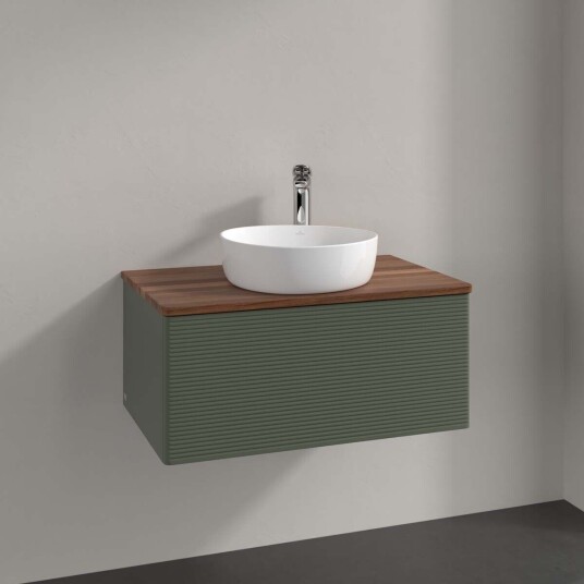 Villeroy & Boch Antao Servantskap med 1 skuff 80x50x36 cm m/lys Grønn Matt/Valnøtt Villeroy & Boch Antao Servantskap med 1 skuff 80x50x36 cm m/lys Grønn Matt/Valnøtt