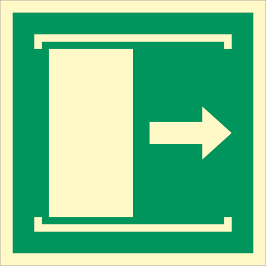 IMO sign- Door slides right to open IMO sign- Door slides right to open