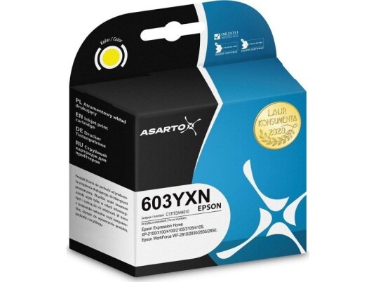 Tusz Asarto Tusz Asarto Do Epson 603Yxn | C13t03a44010 | 350 Str. | Yellow