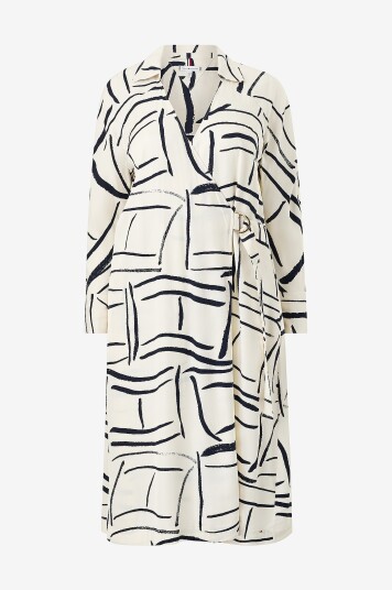 Tommy Hilfiger Curve Omslagskjole Crv Vis Twill Midi Shirt Drs LS Beige