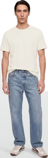 Calvin Klein Ss Linen Blend Crewnk Tee Cream M