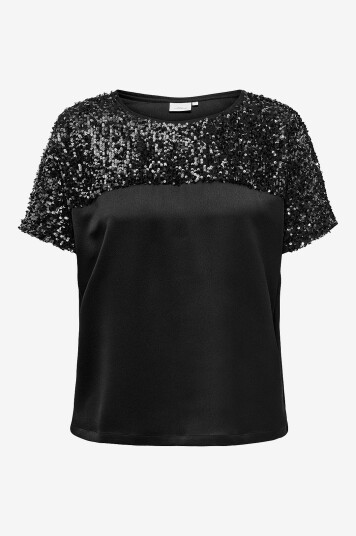 Only Carmakoma Bluse carRave S/S O neck Top Wvn Svart Only Carmakoma Bluse carRave S/S O neck Top Wvn Svart