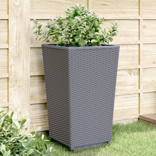 Plantekasser 4 stk grå 32,5x32,5x57 cm PP Plantekasser 4 stk grå 32,5x32,5x57 cm PP