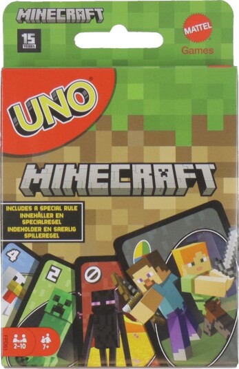 UNO Minecraft - Kortspill for Barn med Minecraft-tema, 2-10 spillere