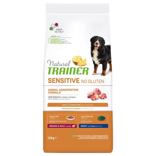 Trainer Natural Sensitive No Gluten Adult Medium/Maxi Med Svinekjøtt 12 kg