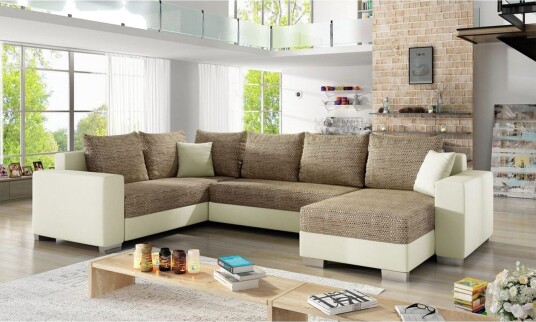 Seksjon Eltap Marco 312x210x92 cm Berlin 03 Myk 33 Beige Høyre