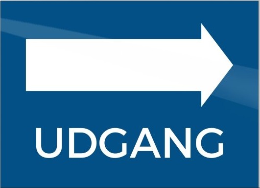 Skilt "Udgang" Pil Højre 18X13 Cm Aluminium Blå