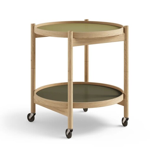 Brdr. Krüger Bølling Tray Table model 50 rullebord leaf, oljet eikestativ