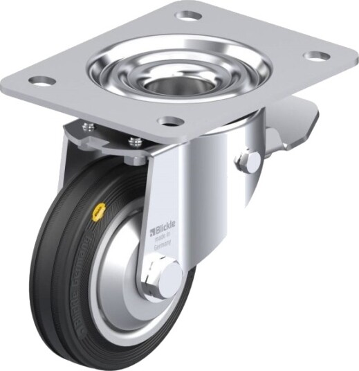 Blickle 433110 Lk-Rd 100R-3-St-Fa Styrehjul Med Brems, Hjuldiameter 100 Mm, Bæreevne (Maks.) 100 Kg, 1 Stk