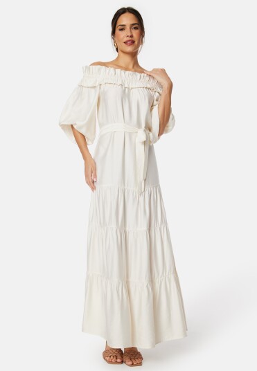 Bubbleroom Occasion Off Shoulder Maxi Dress White XS