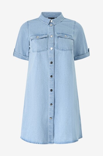 Zizzi Denimkjole vAmi S/S Blå Zizzi Denimkjole vAmi S/S Blå