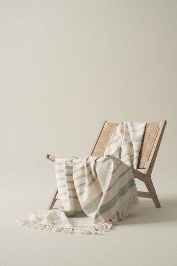Jotex ELLY pledd Naturhvit/grønn 1724635-02-151 1724635-03-151