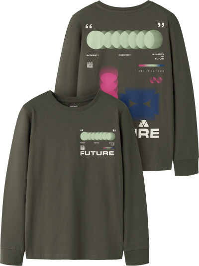 Name It Nkmnigo Ls Top Khaki green 134 140