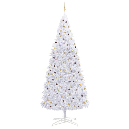 vidaXL Kunstig juletre med LED og kulesett 400 cm hvit