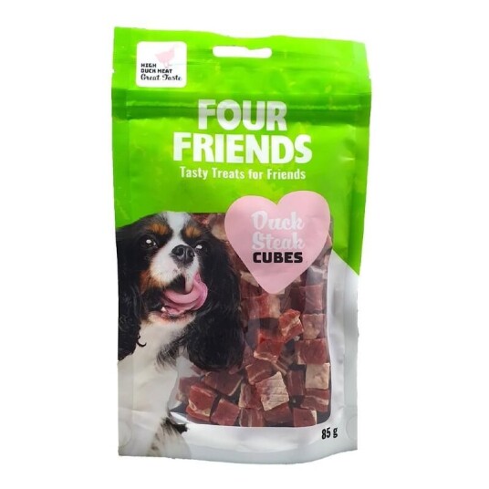 Four Friends Dog Duck Steak Cubes Godbiter til Hund 375 g Four Friends Dog Duck Steak Cubes Godbiter til Hund 375 g