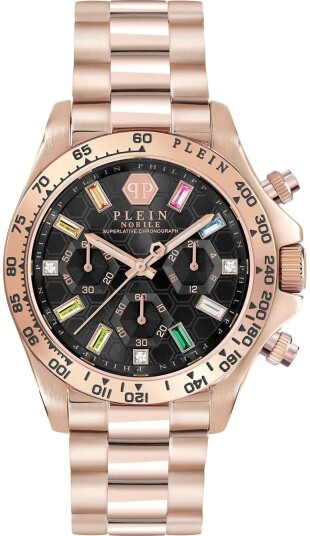 Philipp Plein Dameklokke PWSBA0423 Street Couture Sort/Rose gulltonet