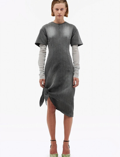 REMAIN Birger Christensen Drapy Denim Dress Grey 40 REMAIN Birger Christensen Drapy Denim Dress Grey 40
