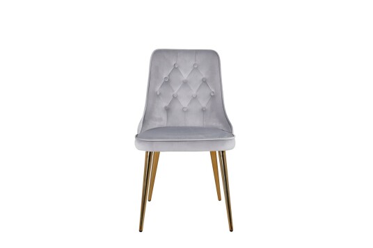 VelvetDeluxe spisestuestoler velour lysegrå, messing dekor.