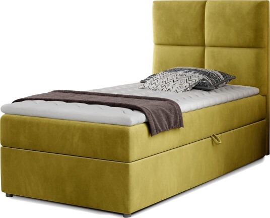 Arcore Oppbevaringsseng 90x200 cm Rutete Gul