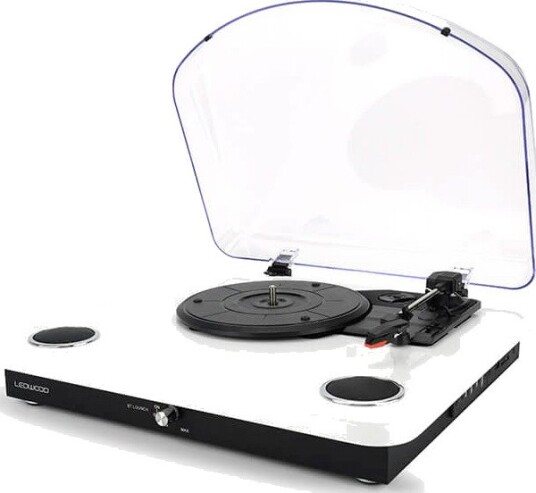 Ledwood Round 300 Platespiller med Bluetooth Hvit