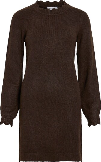 Vila Kjole viNikolina O neck L/S Knit Dress Brun