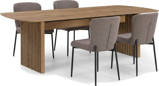 Richeto Spisegruppe Eik 180 cm med 4 Elsie Spisestoler - Eik/Grå