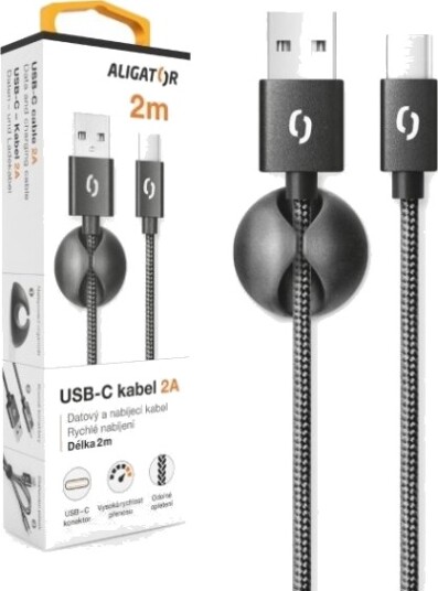 Aligator Premium 2A-Kabel Usb-C Svart
