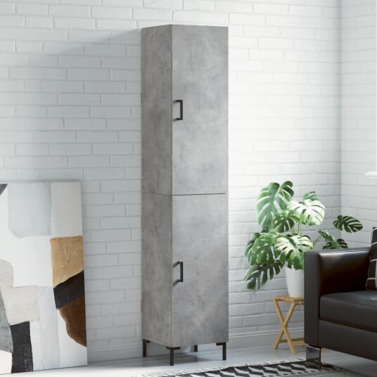 vidaXL Highboard betonggrå 34,5x34x180 cm konstruert tre 8720845482114
