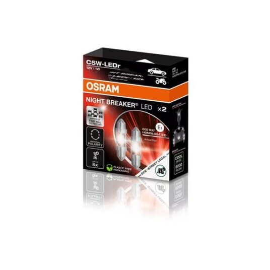 Spolepære Osram Night Breaker C5W ECE   36 mm / 6000 K